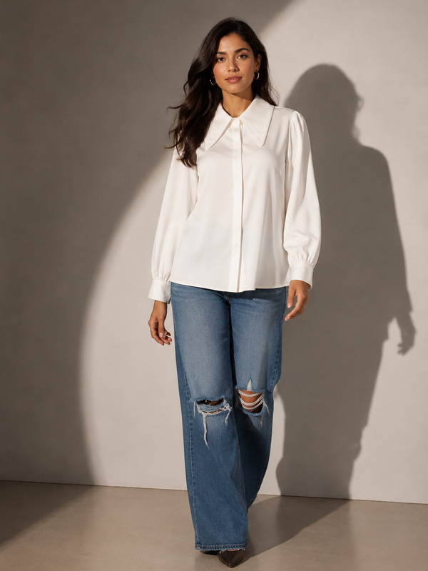 Oversized Collar Relaxed Fit Shirt