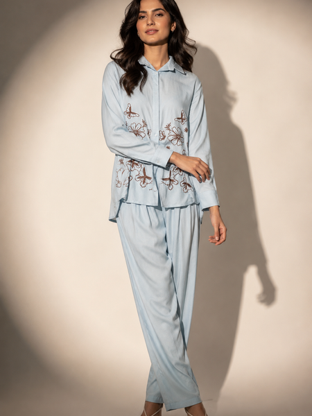 Floral Embroidered Relaxed Co-ord Set