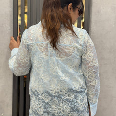 Sheer Floral Embroidered Shirt