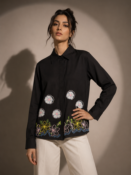 Floral Embroidered Relaxed Shirt