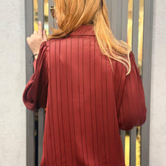 Pinstripe Satin-Feel Shirt
