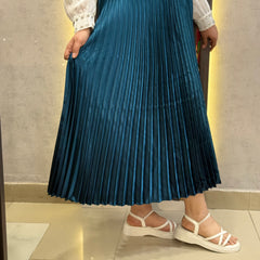 Luxury Satin Pleated Midi Skirt