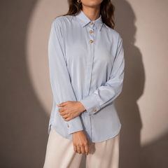 Satin Shirt with Statement Button Detail