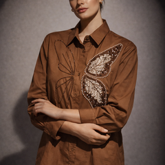 Embroidered Butterfly Motif Shirt