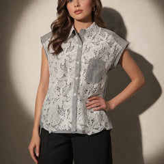 Lace Panel Sleeveless Shirt