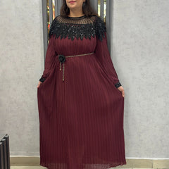 Pleated Embellished Maxi Dress