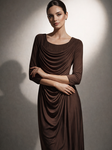 Draped Embellished Midi Dress