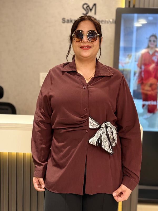 Fluid Tie-Detail Shirt & Wide-Leg Trousers Set