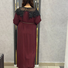 Pleated Embellished Maxi Dress