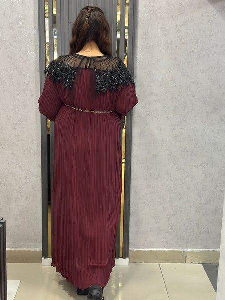 Pleated Embellished Maxi Dress