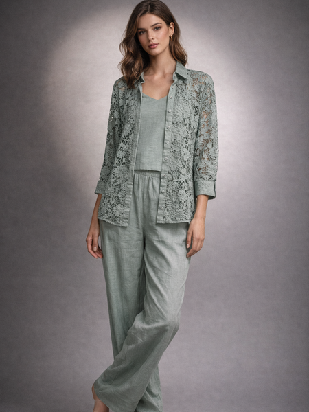 Lace Overlay Relaxed Co-Ord Set