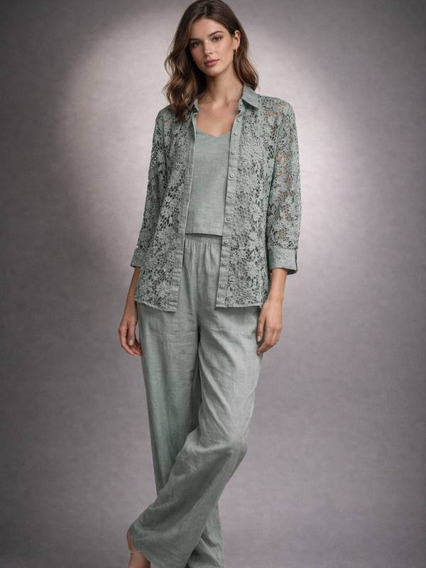 Lace Overlay Relaxed Co-Ord Set