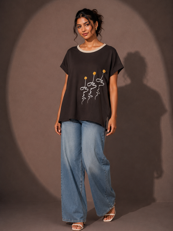 Oversized Floral Graphic T-Shirt
