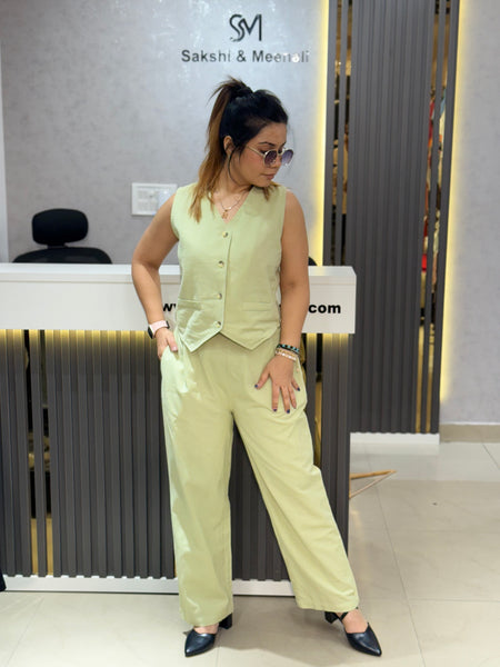 Tailored Waistcoat and Wide-Leg Trousers Set