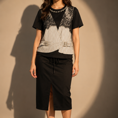 Layered Lace Panel Skirt top