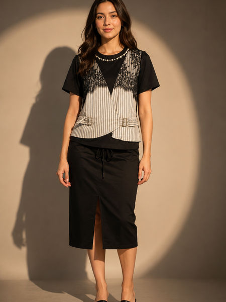 Layered Lace Panel Skirt top