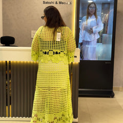 Crochet Knit skirt top with Flared Sleeves