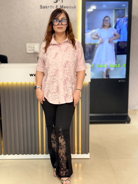 Embroidered Floral Collared Shirt