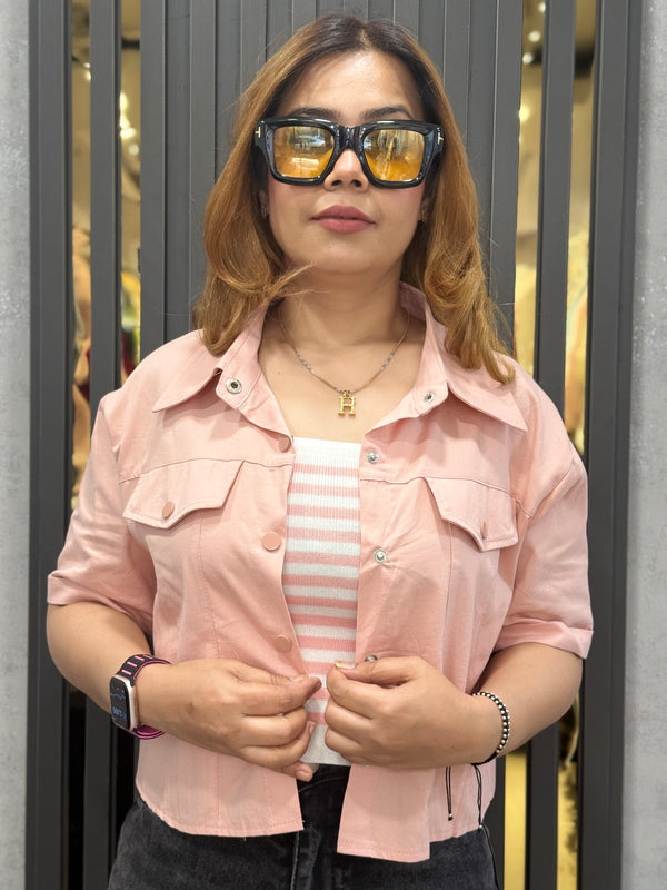 Cropped Jacket With Inner Top For Summers