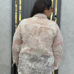 Floral Embroidered Sheer Shirt