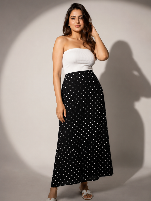 Polka Dot Satin Skirt