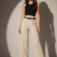 Tailored Wide-Leg Trousers with Belt