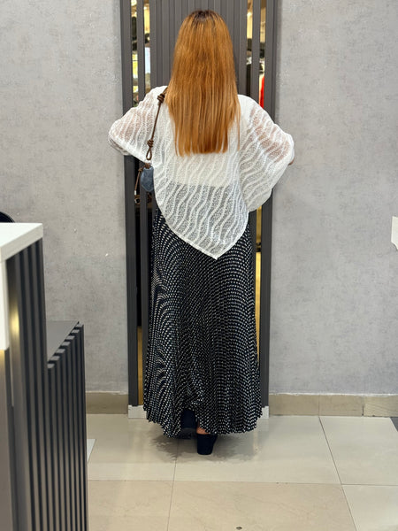 Pleated Printed Maxi Skirt