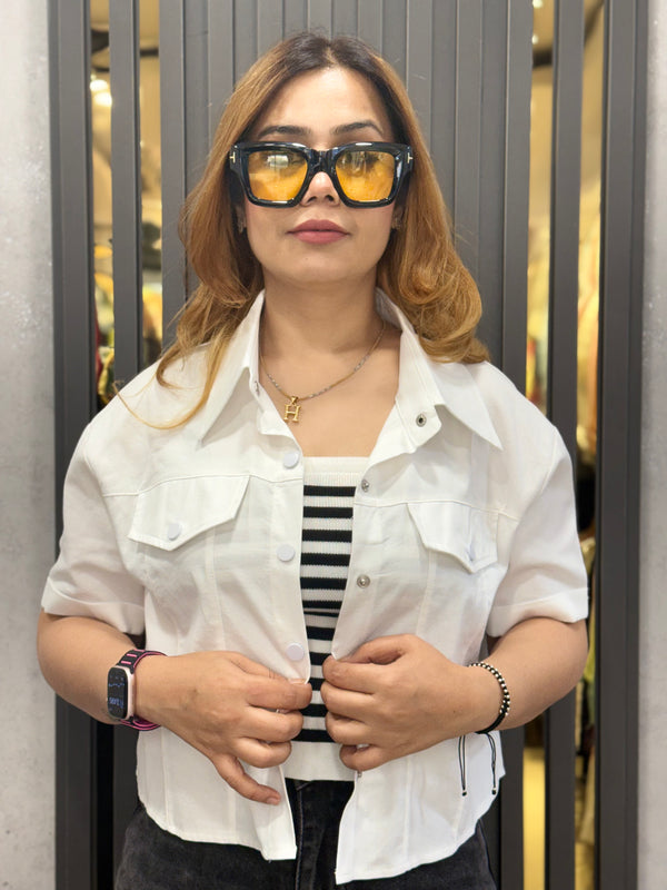 Cropped Jacket With Inner Top For Summers