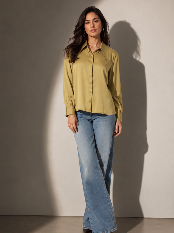 Oversized Collar Relaxed Fit Shirt