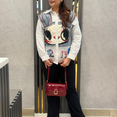 Graphic Patchwork Shirt with Textured Panel