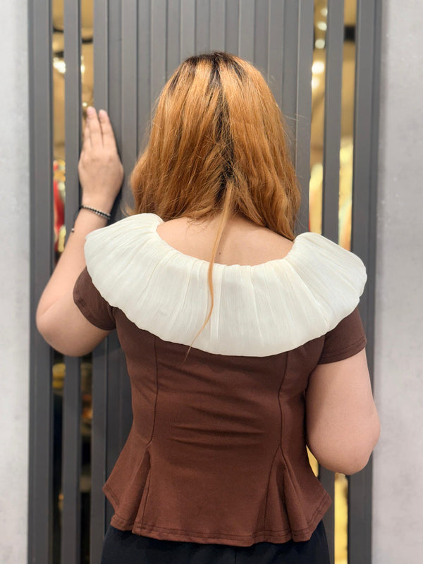 Ruffled Floral Neckline Top