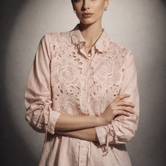 Lace Panel Structured Shirt
