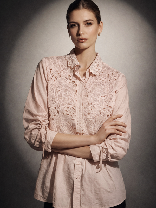 Lace Panel Structured Shirt