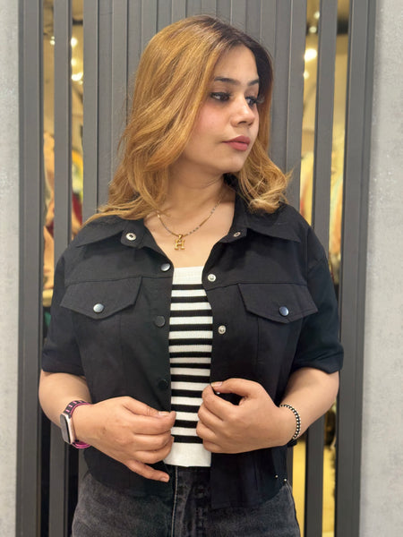Cropped Jacket With Inner Top For Summers