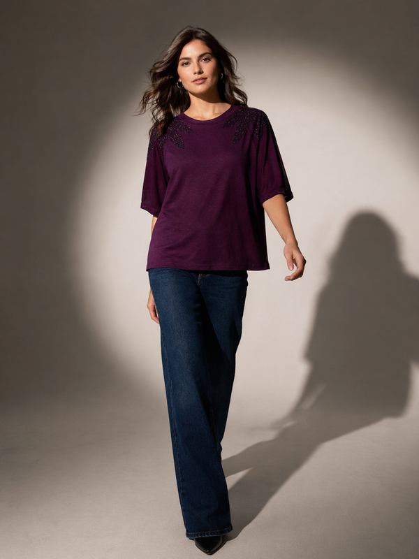 Embellished Relaxed Fit Top