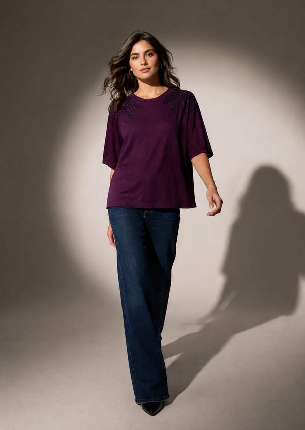 Embellished Relaxed Fit Top