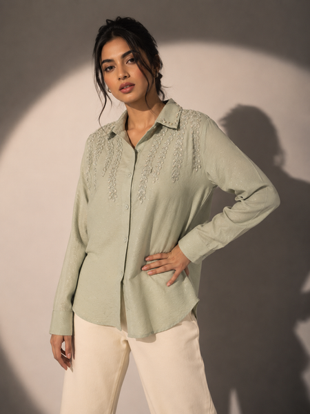 Embellished Embroidered Relaxed Fit Shirt