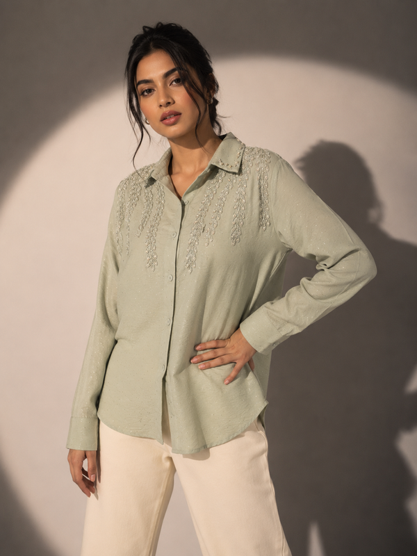 Embellished Embroidered Relaxed Fit Shirt