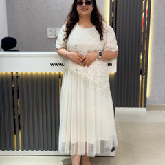 Embroidered Tulle Midi Dress