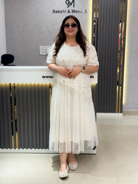 Embroidered Tulle Midi Dress