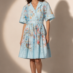 Floral Belted Shirt Dress
