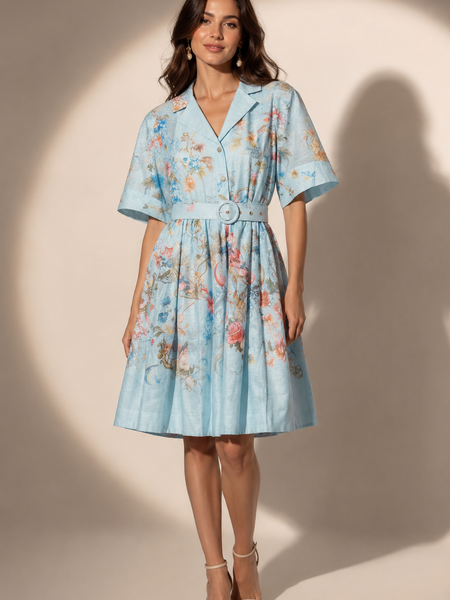 Floral Belted Shirt Dress