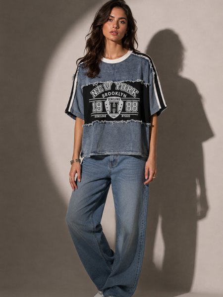 Oversized Slogan Panel T-Shirt