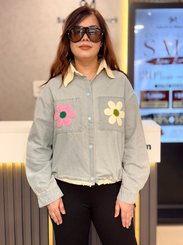 Floral Pocket Denim Jacket