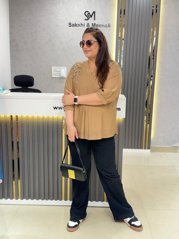 Embroidered Asymmetric Top
