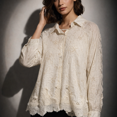Lace Trim Textured Shirt