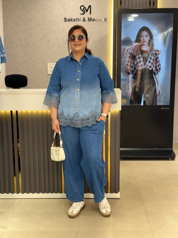 Embroidered Denim Co-Ord Set