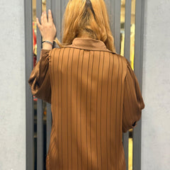 Pinstripe Satin-Feel Shirt