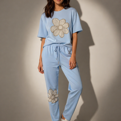 Embroidered Floral Relaxed Co-Ord Set