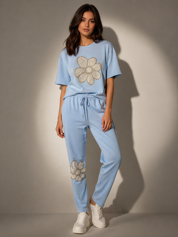 Embroidered Floral Relaxed Co-Ord Set